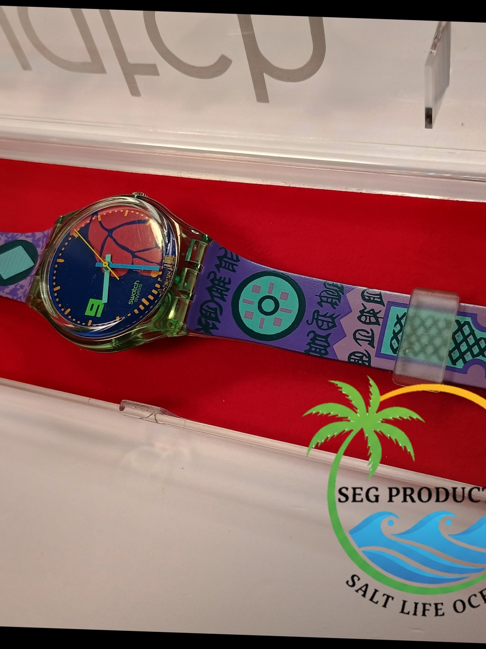 Purple & Teal Patterned Fashion Wristwatch - Unbranded